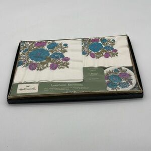 Hallmark Luncheon Flower Power Mid Century Napkins New Vintage 60's Blue Purple